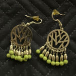 Boho Dangle Earrings with Green‎ Beads Statement Fashion Jewelry Gold Photo 0