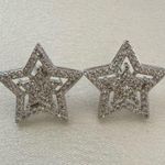 CZ Star Stud Earrings for Men Women Streetwear Punk Hip Hop Unisex Style Silver Photo 0