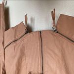 Caren Forbes Rosy Tan Vegan Leather Moto Jacket Size Large Photo 7
