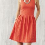 Anthropologie Deletta Embossed Orange Mini Dress Photo 0