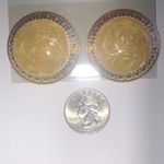 Huge Vintage Gold Tone Shimmer Enamel Fashion Earrings Photo 2