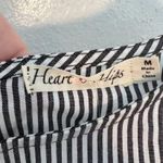 Heart & Hips Heart Hips Cropped Loose Blouse Gray White Stripes Photo 5