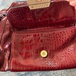 Anne Klein Dark Red Faux Patent Croc Leather Handbag w Gold Colored Accents Photo 5