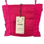 ZARA  Pink Satin Ruffle Cropped Sleeveless Ruffle Tank Top size XS NEW Tags Photo 4