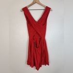 For Love & Lemons  Little Lover Studded Plunge V Neck Mini Dress Red Small Photo 5