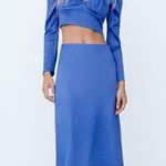 ZARA Satin Side Slit Spotted Midi Skirt Photo 0