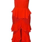 Majorelle  Red Chiffon Ruffled Lace Maxi Dress
size S Photo 4