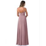Azazie NWT  EMERALD  A-Line Pleated Chiffon Floor-Length Dress Dusty Rose SIZE A2 Photo 2