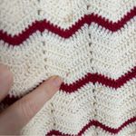 Handmade Vintage Crocheted Skirt Sz M Boho Holiday Red White Stripe Holiday Knit Photo 9