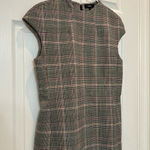 Theory Mod Belt Dress Ivory Deco Portland Plaid Size 10 Photo 6
