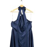 David's Bridal DB Studio Formal Dress Navy Blue Luxe Charmeuse Halter Neck Floor Length Size 20 Photo 1