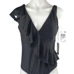 NEW Basement Black Sleeveless Ruffle V Photo 0