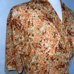 Reba  Orange Print Faux Wrap Scrunched Side Stretch Knit Short Sleeve Blouse Med Photo 4