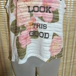 Wild Kiss Pink White Pebbled Fabric Hooded Tank Top I Always Look This Good M Size M Photo 2