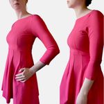 Kate Spade  Solid Pink Fit & Flare Mini Dress Boatneck 3/4 sleeve Photo 1