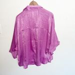 Andree by Unit  100% Polyester Shiny New Purple Cuffed Short Sleeve Blouse Photo 7