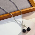 NEW Silver Necklace with Black Cherry Charm, Cherry Jewelry, Retro Jewelry, y2k Photo 0