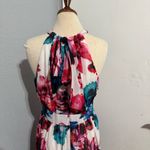 Eliza J Women Multicolor Floral Print Halter Maxi Prom Bridesmaid Dress Size 12 Photo 9