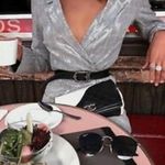 ZARA HOUNDSTOOTH PLAIN GREY SEQUIN Long Sleeve BLAZER DRESS SIZE XS NEW Photo 3