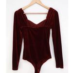 Lulus Joyful Time Burgundy Velvet Long Sleeve Bodysuit XS NWT Photo 4