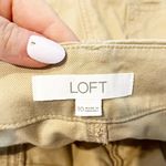 Loft High Rise Belted Stovepipe Wide Leg Trouser Khaki Pants in Twill Tan 10 Photo 2