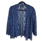 Alex Evenings Navy Blue Lace Sequin Open Front Bolero Jacket Women's Size 14 Photo 1