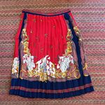 VINTAGE NAUTICAL CHAIN PLEATED MIDI SKIRT ANCHOR Red Photo 0