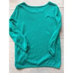 Chico's  Teal Green Ruched Side Tie Knit Sweater Top Classic Work Size 0 Small Photo 6