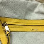Calvin Klein  Sadia oatmeal Canvas yellow trim Hobo Shoulder Bag Women's 14”x11”‎ Photo 3
