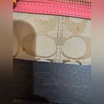 Coach Pink and Tan Card Holder with Keychain Photo 2