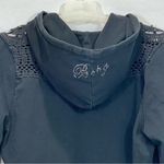 BCBGMAXAZRIA Vintage Women’s Zip Up Hoodie Jacket Rhinestones Crochet Boho Sz M Photo 5