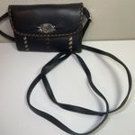 Brighton Vtg Crossbody Purse Bag Wallet Black Pebbled Leather Coin Zip Card Photo 2