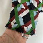 J.Crew  Off the shoulder blouse top SMALL green Blue Ratti graphic diamond NEW Photo 3