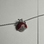 Swavorski Swarovski Crystal Enamel Ladybug Bug Necklace Silver Tone Photo 8