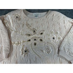 Vintage Rafael Peach Textured Sweatshirt Top L Embellished Rhinestone Floral Size L Photo 3