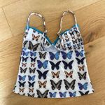 Omighty Butterfly Graphic Cami with Blue Lace White Photo 4