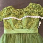 Women’s Full Length Tulle & Lace Sort Sleeve Dress with Zip Up Back Size 12 NWT Green Photo 8