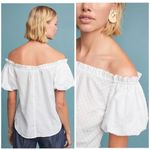 Anthropologie Maeve  White Off The Shoulder Blouse Short Sleeve Top, 2 Photo 1