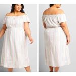 Lane Bryant Linen Blend Pastel Striped Convertible Off The Shoulder Mid… Photo 1