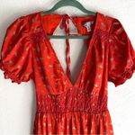 Urban Outfitters UO Liliana Side Slit Midi Dress Red Floral Medium Open back Cottagecore Photo 3