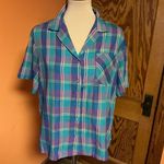 Vtg 70s Colorful Plaid Button Down Shirt Size L Photo 6