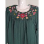 ZARA  Dark Green Floral Embroidered Tassel Tie  Top SMALL Prairie Cottagecore Photo 2