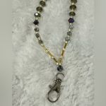 Beaded Hand Made Lanyard ID Badge Holder Necklace Beaded With Silver Accents Photo 5