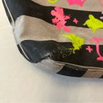 Disney Parks Disneyland Black, Gray and Neon Striped Canvas Tote Bag with Bow Photo 7