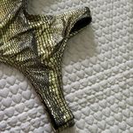 NWT DAHLA Women One Piece Snakeskin Print Swimwear Sexy Cut Out One Shoulder S Gold Photo 4