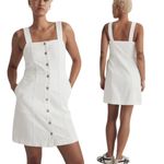 Madewell NWT Denim Square Neck Sleeveless Mini Dress in Tile White Size 14 Photo 1