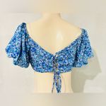 Wild Fable   Royal blu puff short sleeve floral print crop top size S like new Photo 8