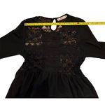 Elodie Women's Black Lace Long Sleeve Top Peephole Back Size L Photo 4