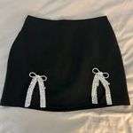 Forever 21 Small Black Rhinestone Bow Mini Skirt, High Waisted, Slit Skirt Photo 4