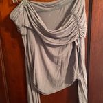 Edikted Off-Shoulder Long Sleeve Top in Gray Photo 2